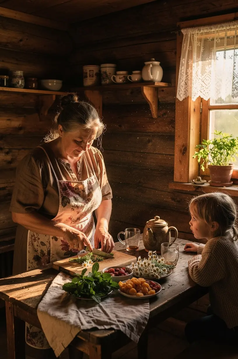 Artimas vaizdas į arbatos lapus ir garuojantį gėrimą, pabrėžiantis natūralias arbatos savybes.